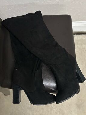 Women’s Black Suede High Heel Boots